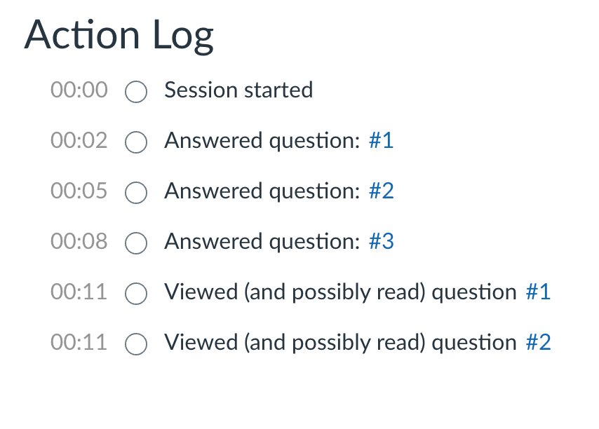 Canvas action log with no tab switch detection